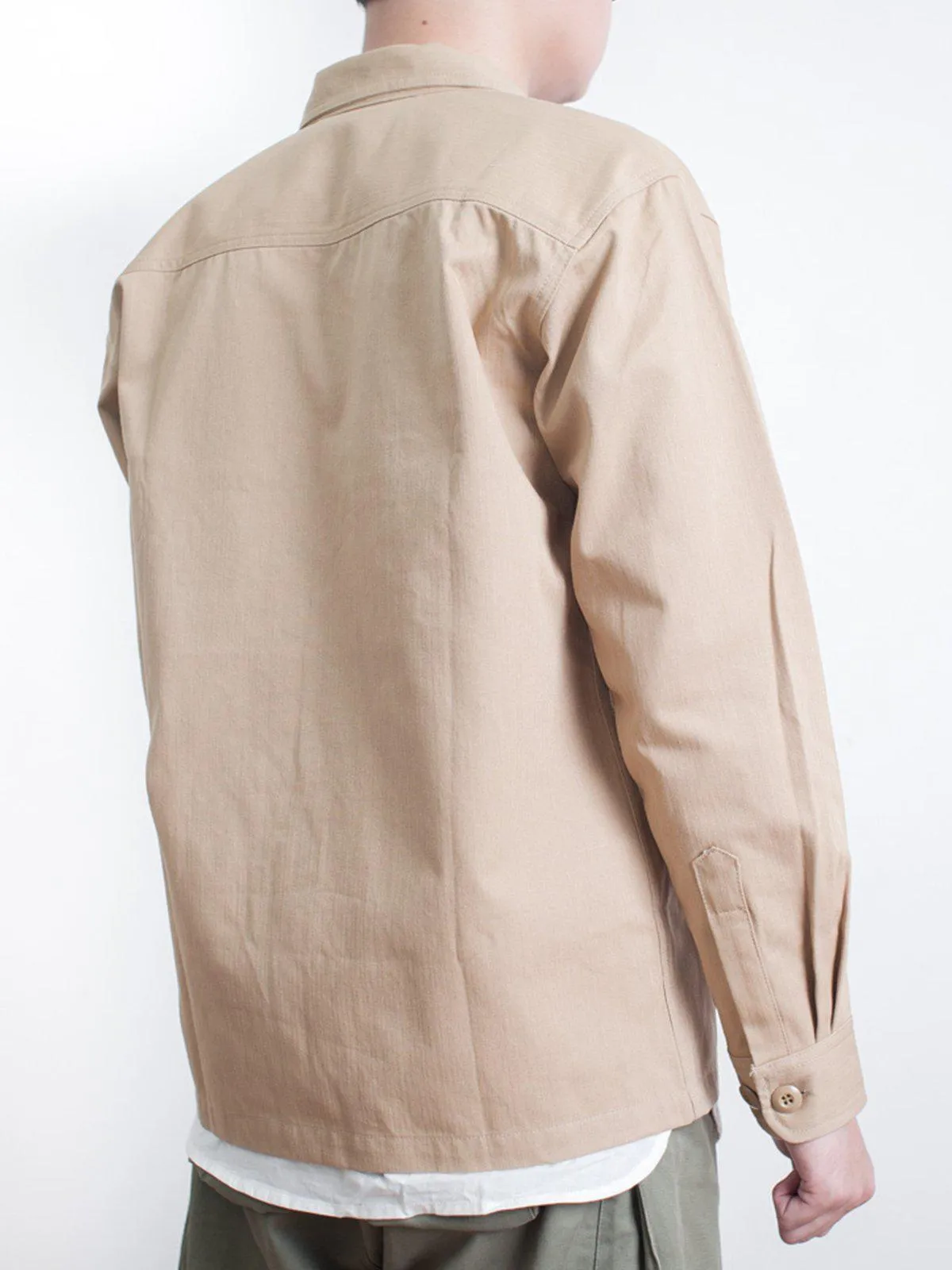 Qutn 3 Pocket Jacket Khaki Herringbone