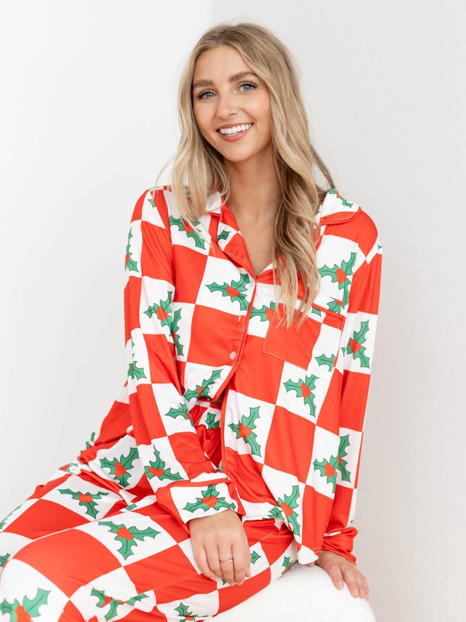 Red Mistletoe Holiday PJ Set