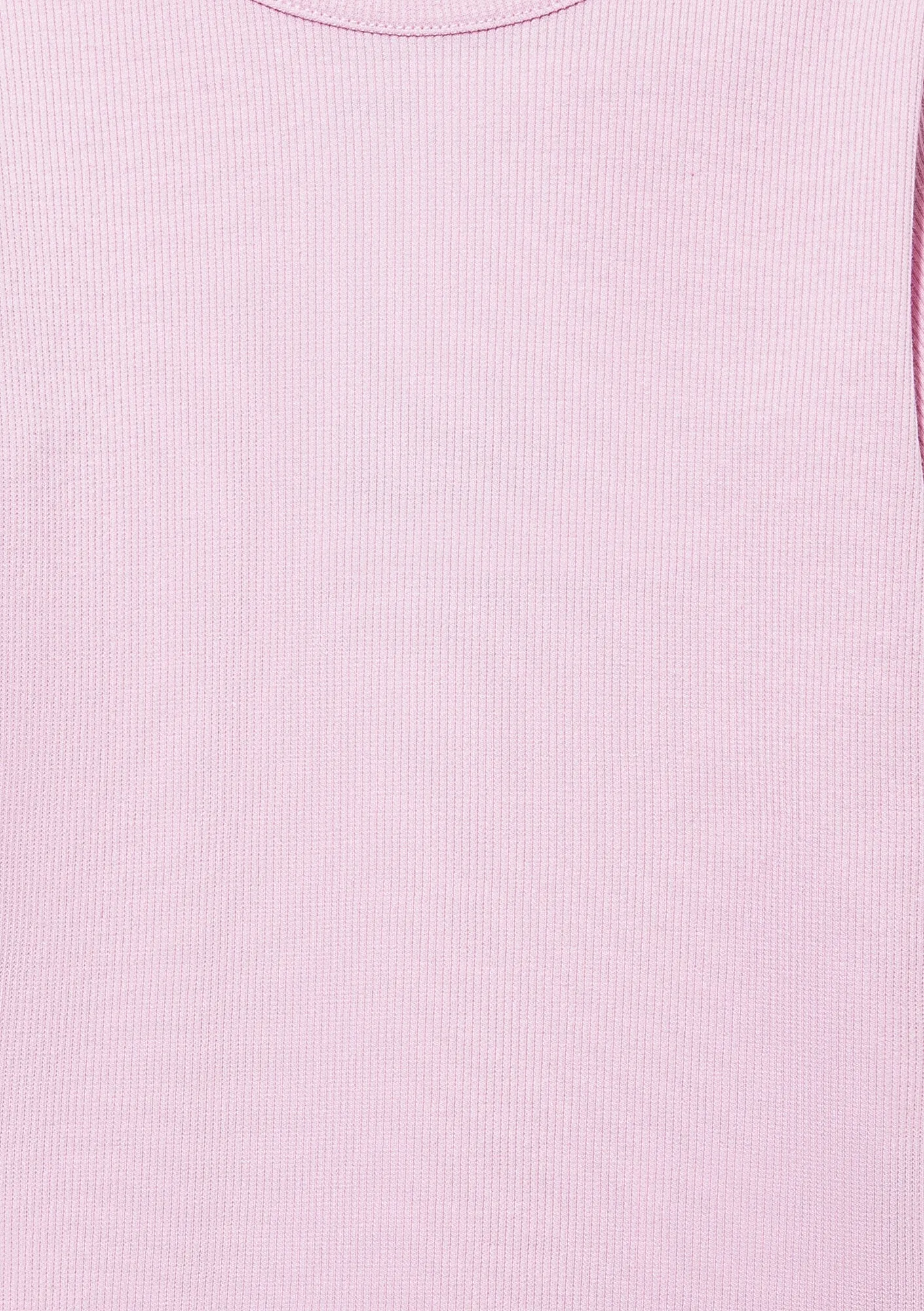 Ribbed Pink Basic T-Shirt