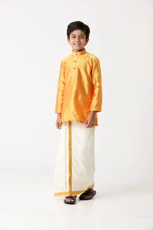 Rising Ideal - Yellow Kurta and Matching Fixit Dhoti 2 in 1 Set For Kids | Uathayam
