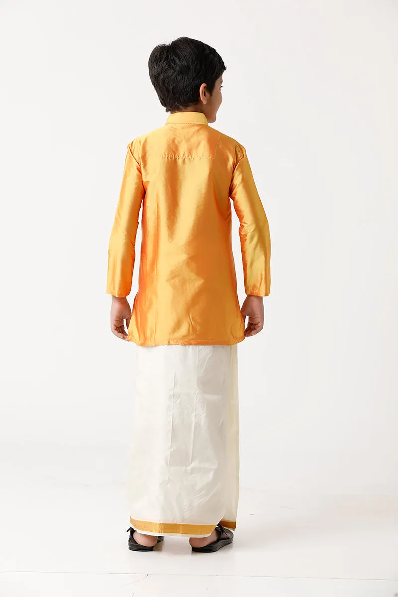 Rising Ideal - Yellow Kurta and Matching Fixit Dhoti 2 in 1 Set For Kids | Uathayam
