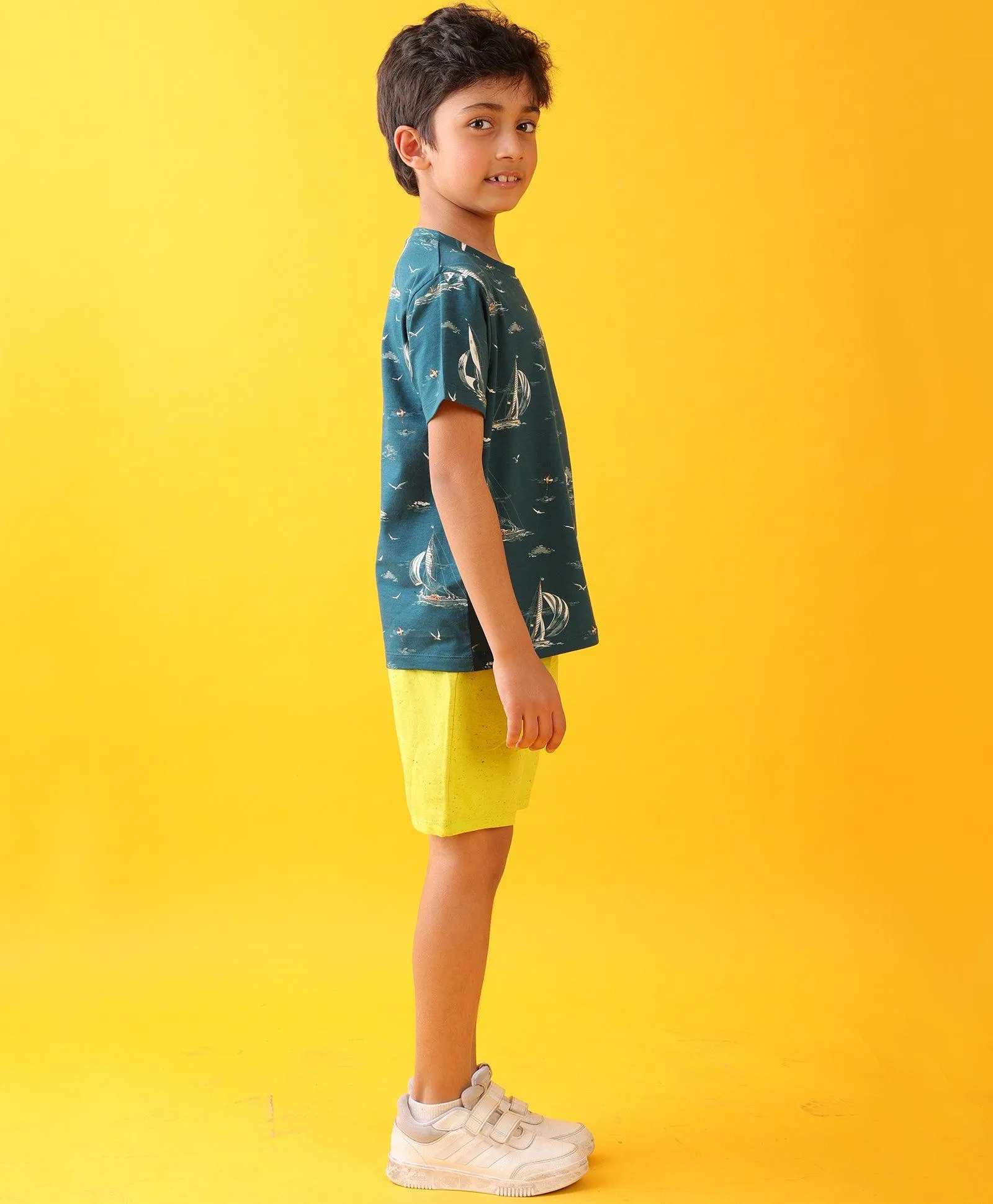 SAIL BLUE LIME SUMMER BOYS SHORTS SET - BLUE/LIME