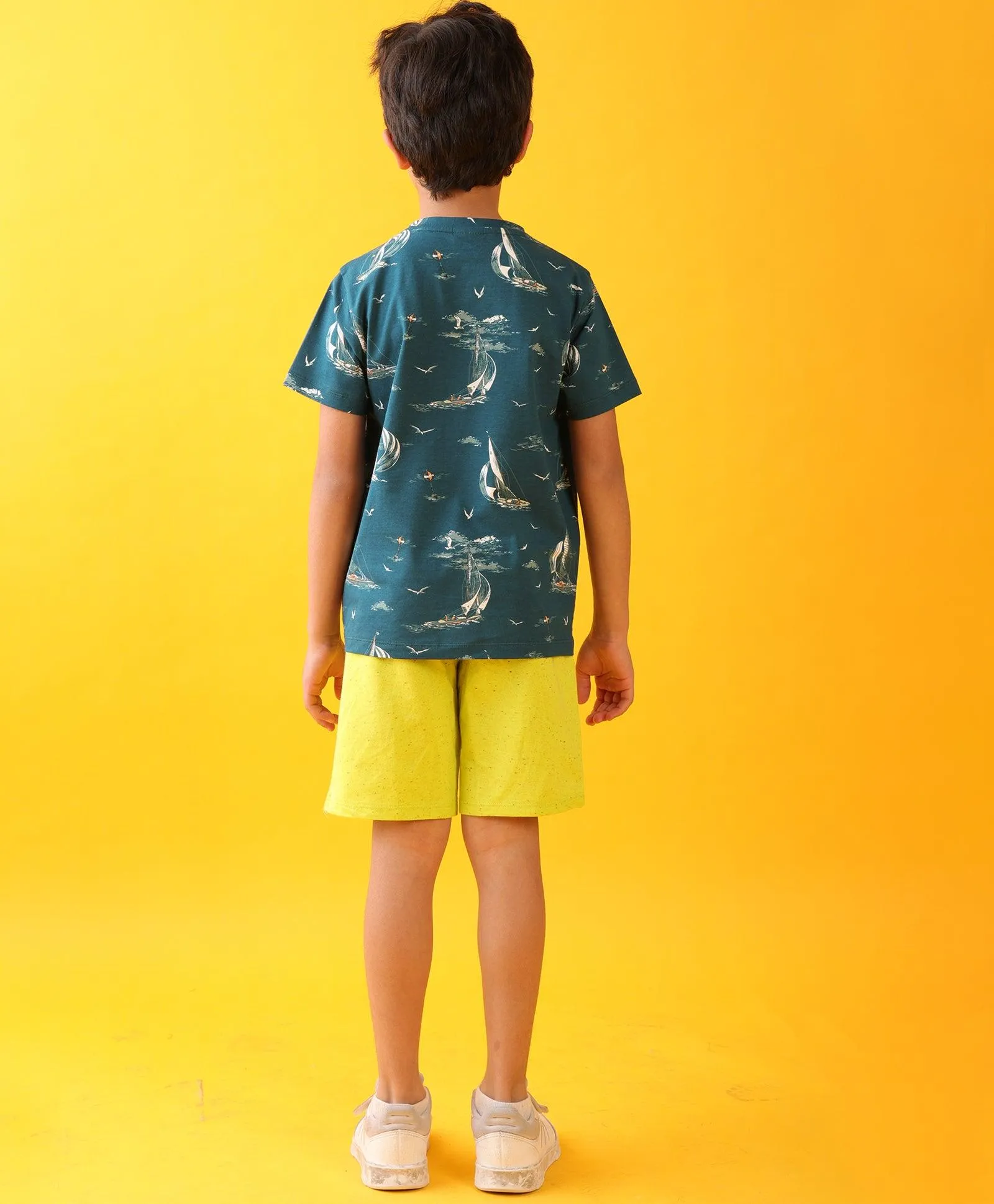 SAIL BLUE LIME SUMMER BOYS SHORTS SET - BLUE/LIME