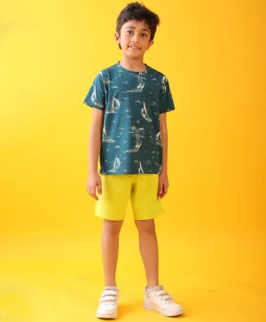 SAIL BLUE LIME SUMMER BOYS SHORTS SET - BLUE/LIME