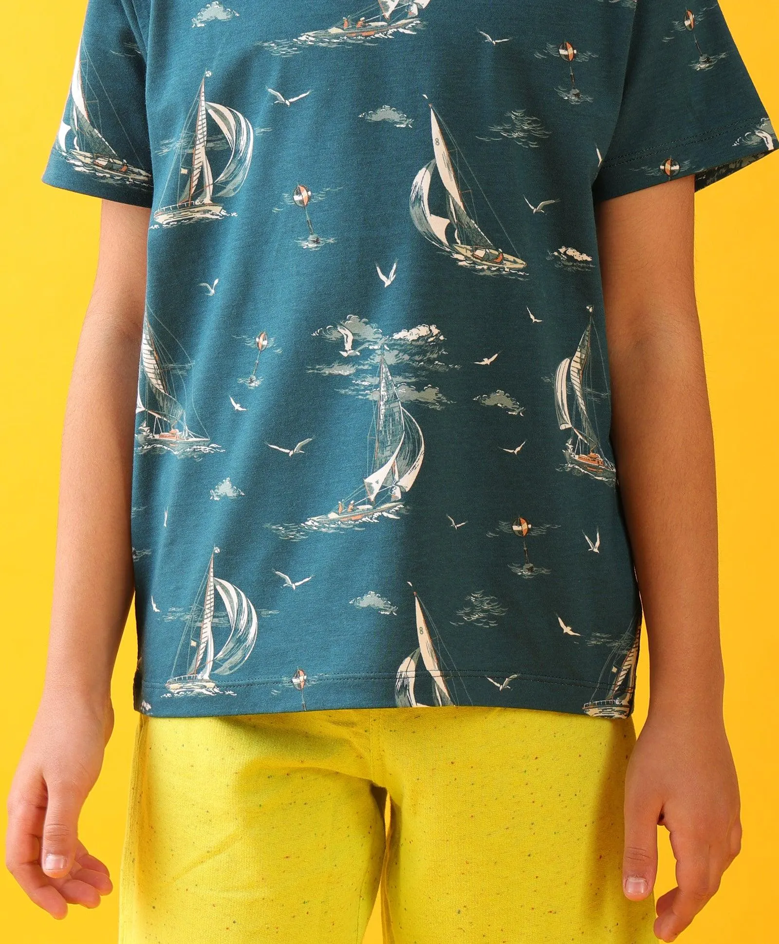 SAIL BLUE LIME SUMMER BOYS SHORTS SET - BLUE/LIME