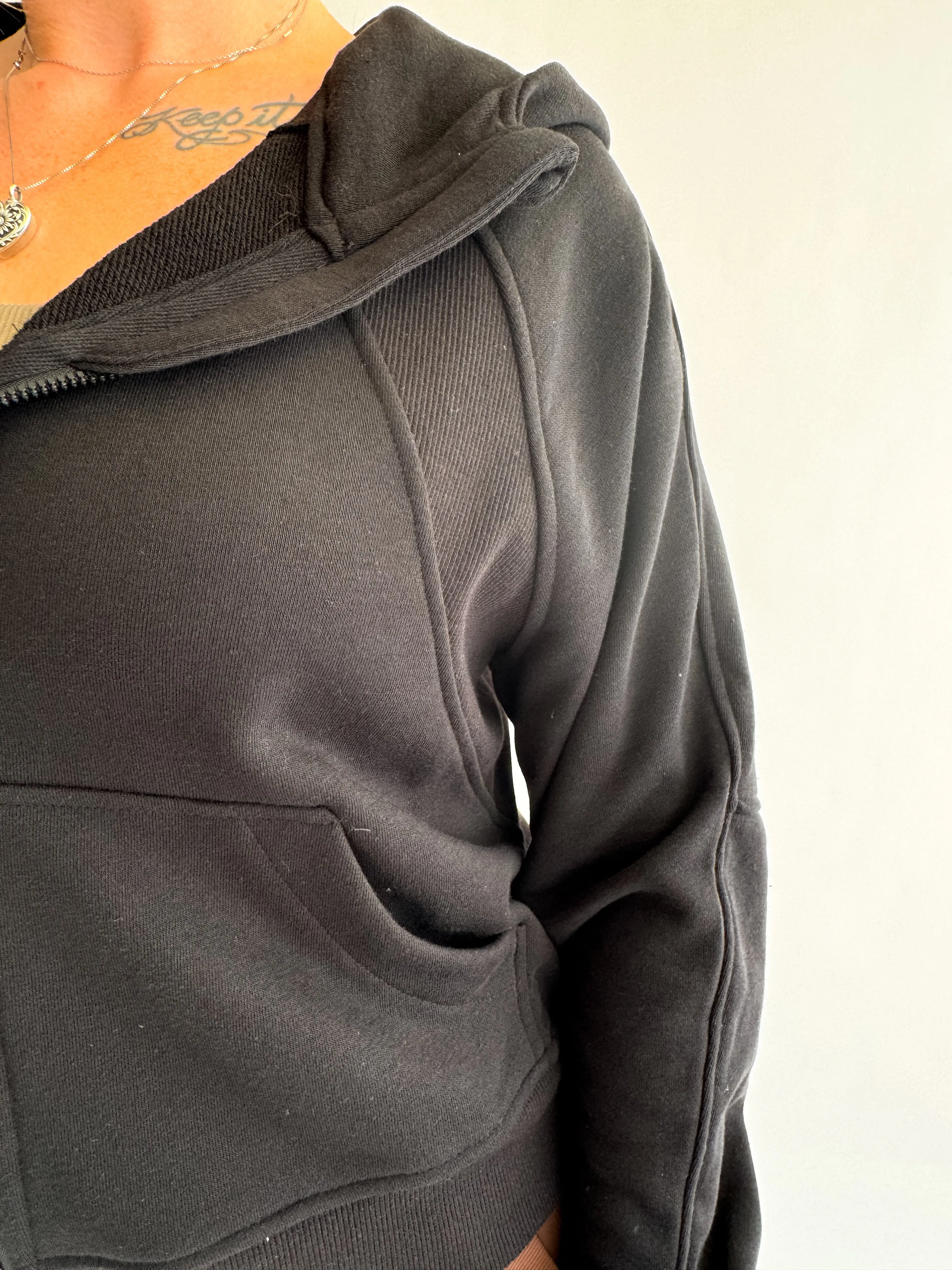 Scuba Full Zip Crop Hoodie in Black