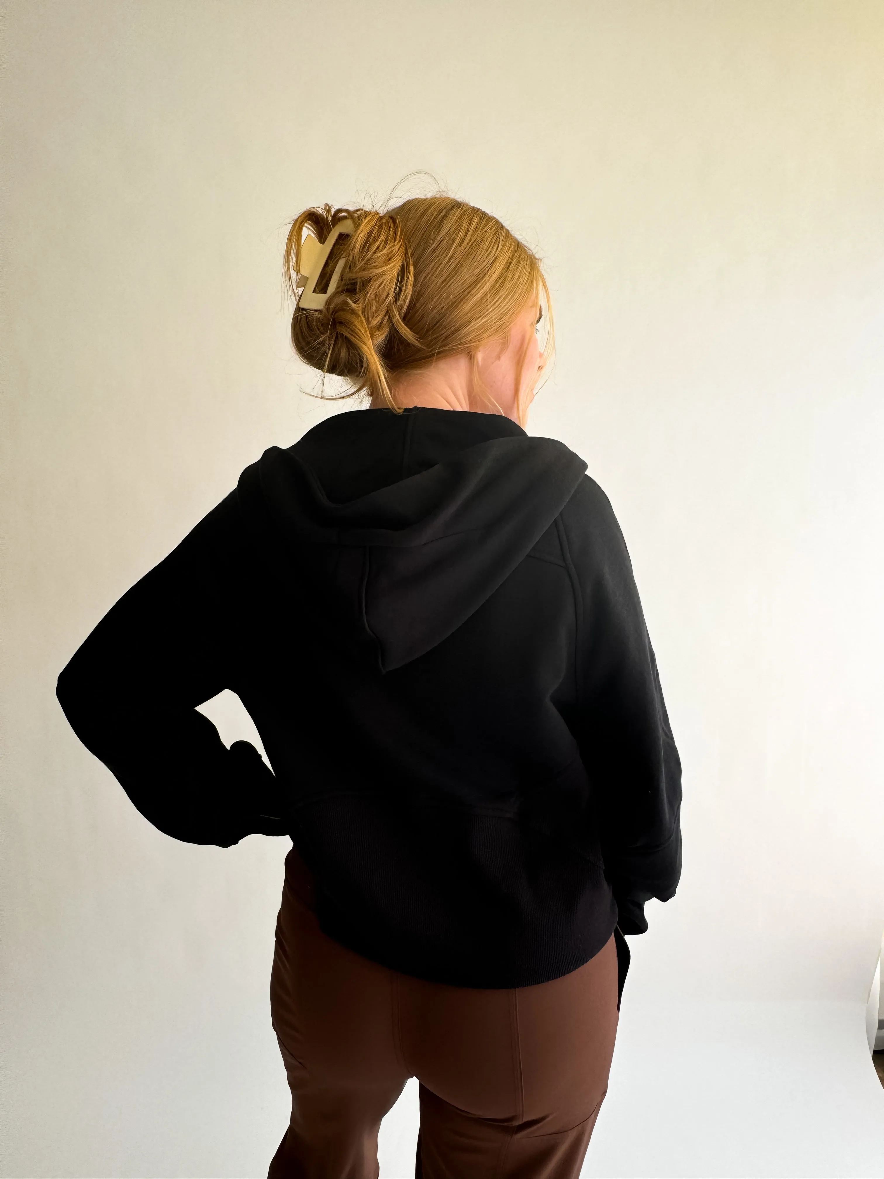 Scuba Full Zip Crop Hoodie in Black