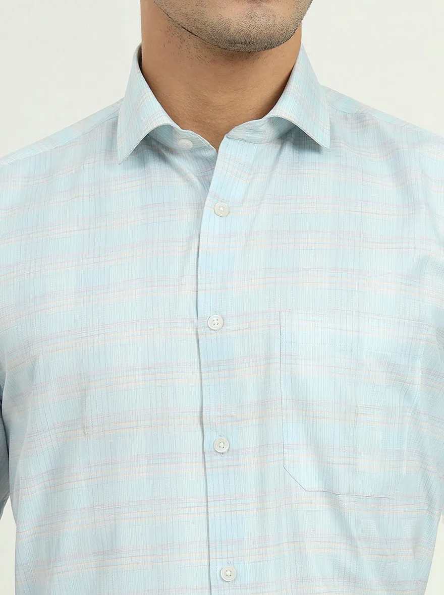 Sea Blue Solid Regular Fit Formal Shirt | Greenfire