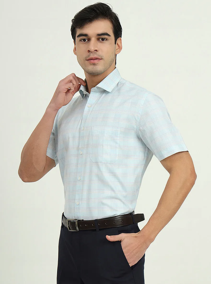 Sea Blue Solid Regular Fit Formal Shirt | Greenfire