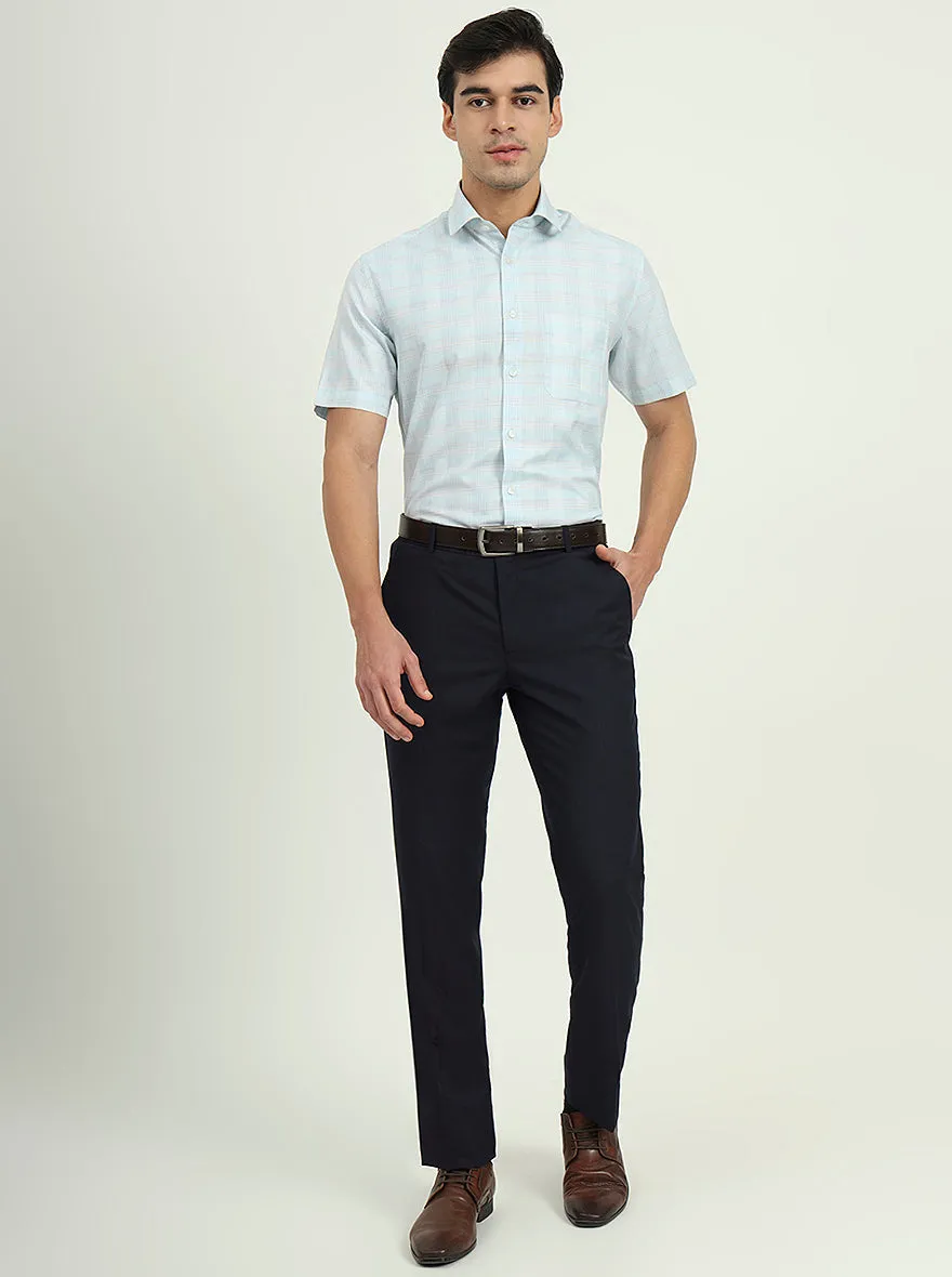 Sea Blue Solid Regular Fit Formal Shirt | Greenfire