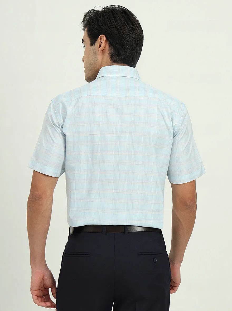 Sea Blue Solid Regular Fit Formal Shirt | Greenfire