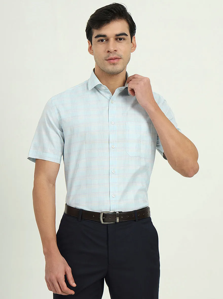 Sea Blue Solid Regular Fit Formal Shirt | Greenfire