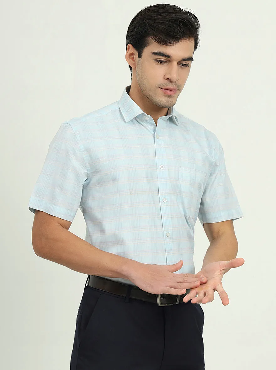 Sea Blue Solid Regular Fit Formal Shirt | Greenfire