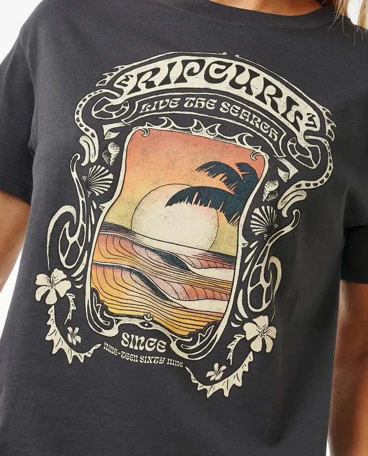 Sea Shells Relaxed Tee- Washed Black