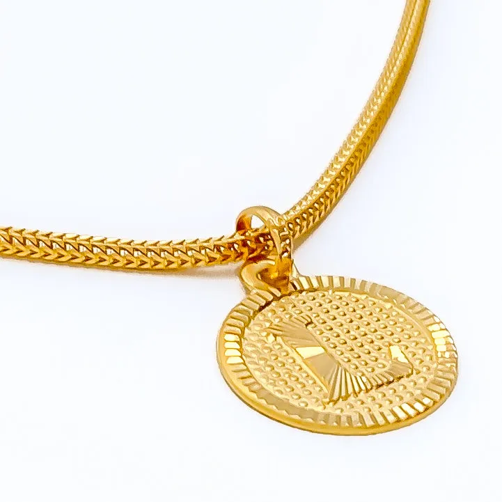 Shimmering L 22k Gold Letter Pendant