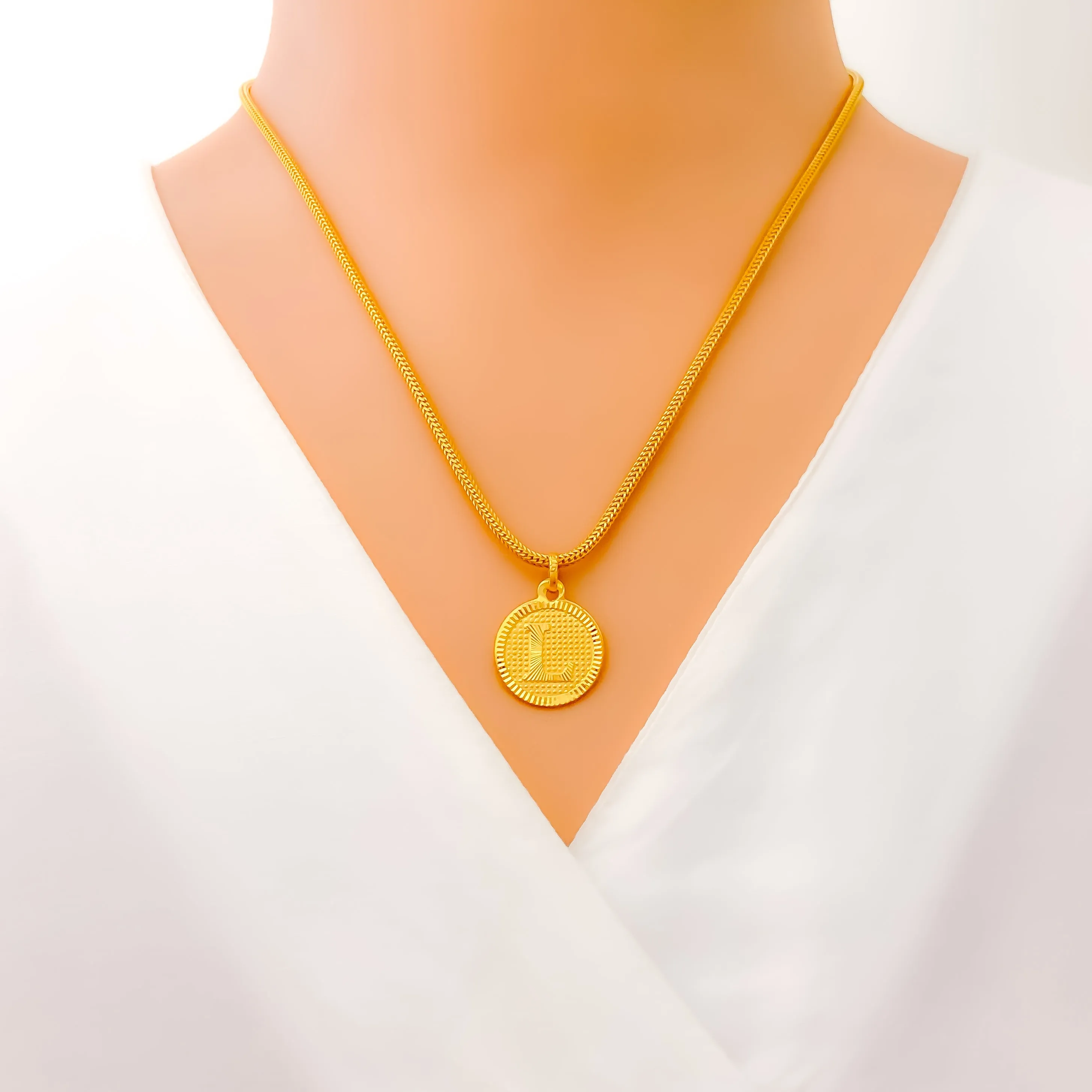 Shimmering L 22k Gold Letter Pendant