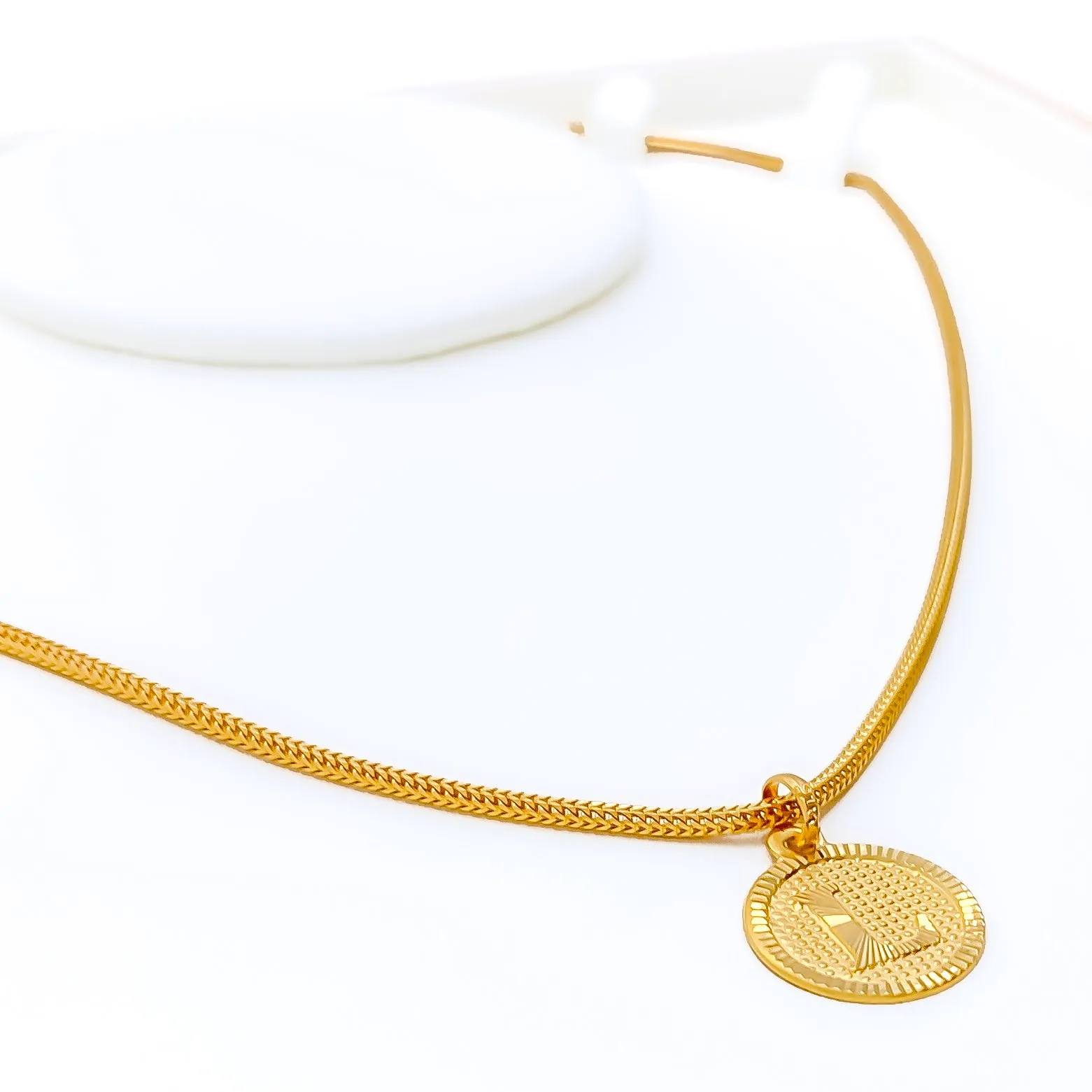 Shimmering L 22k Gold Letter Pendant