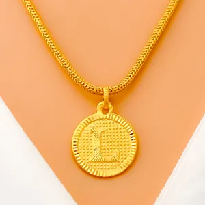 Shimmering L 22k Gold Letter Pendant
