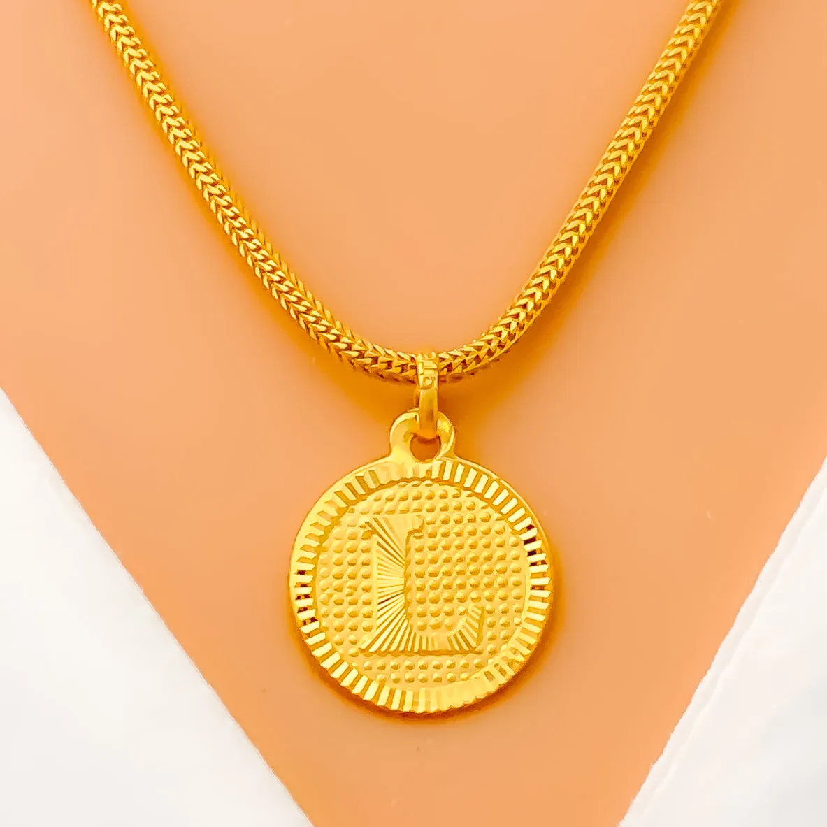 Shimmering L 22k Gold Letter Pendant