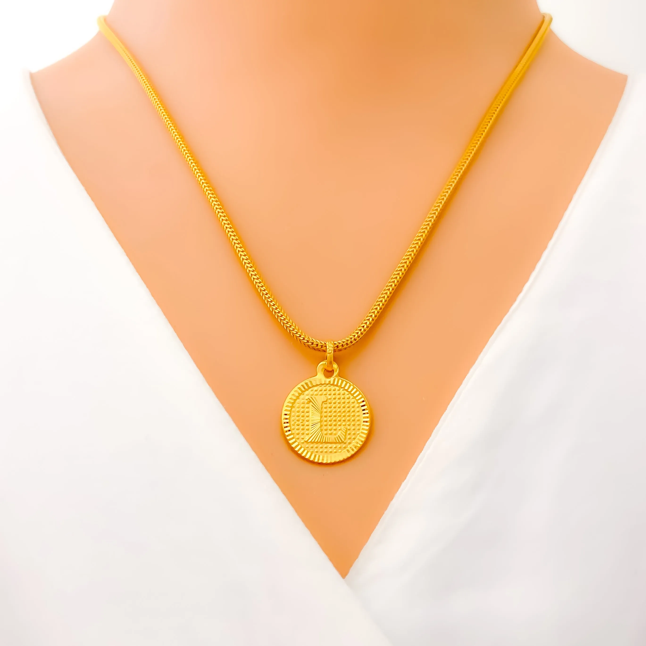 Shimmering L 22k Gold Letter Pendant