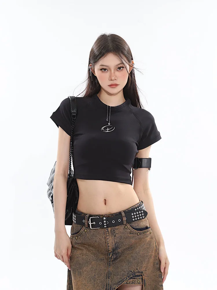 Sia Solid Color White Slim Short Sleeve Cropped Top   High Waist Baggy Multi-Pocket Cargo Pants Matching Set