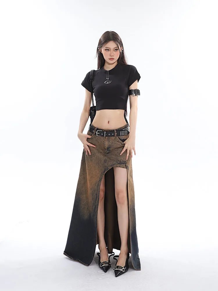 Sia Solid Color White Slim Short Sleeve Cropped Top   High Waist Baggy Multi-Pocket Cargo Pants Matching Set