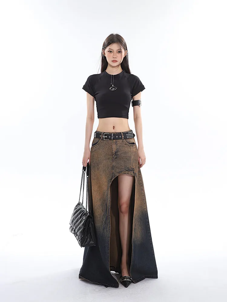 Sia Solid Color White Slim Short Sleeve Cropped Top   High Waist Baggy Multi-Pocket Cargo Pants Matching Set