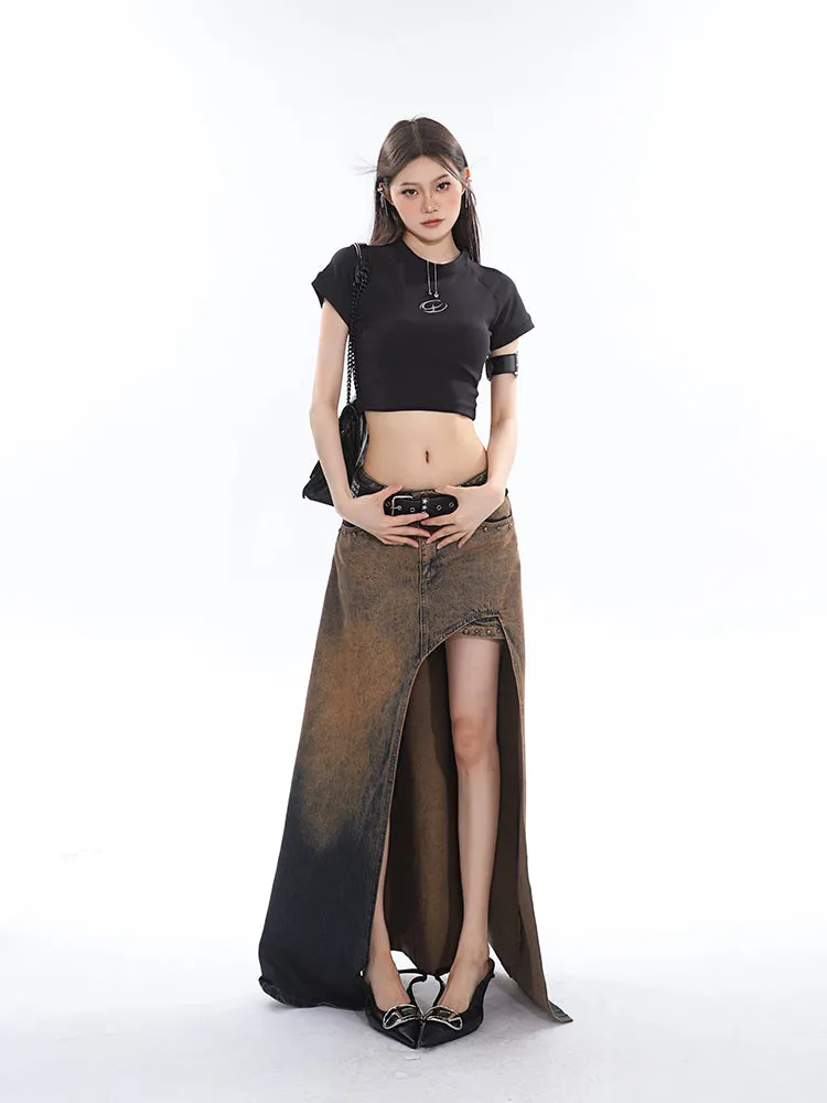 Sia Solid Color White Slim Short Sleeve Cropped Top   High Waist Baggy Multi-Pocket Cargo Pants Matching Set