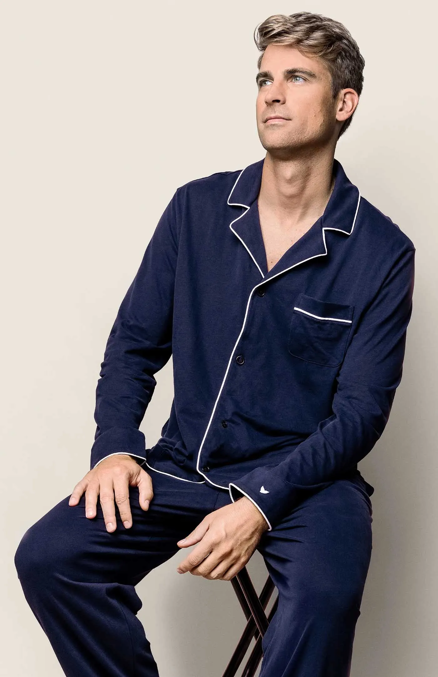 Siesta Samurai | Navy Loungewear Set with White Details | 100% Cotton