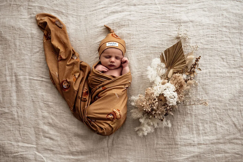 Snuggle Hunny Baby Jersey Wrap & Beanie Set - Roar