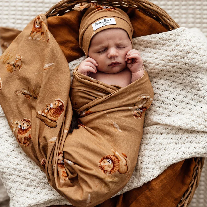 Snuggle Hunny Baby Jersey Wrap & Beanie Set - Roar