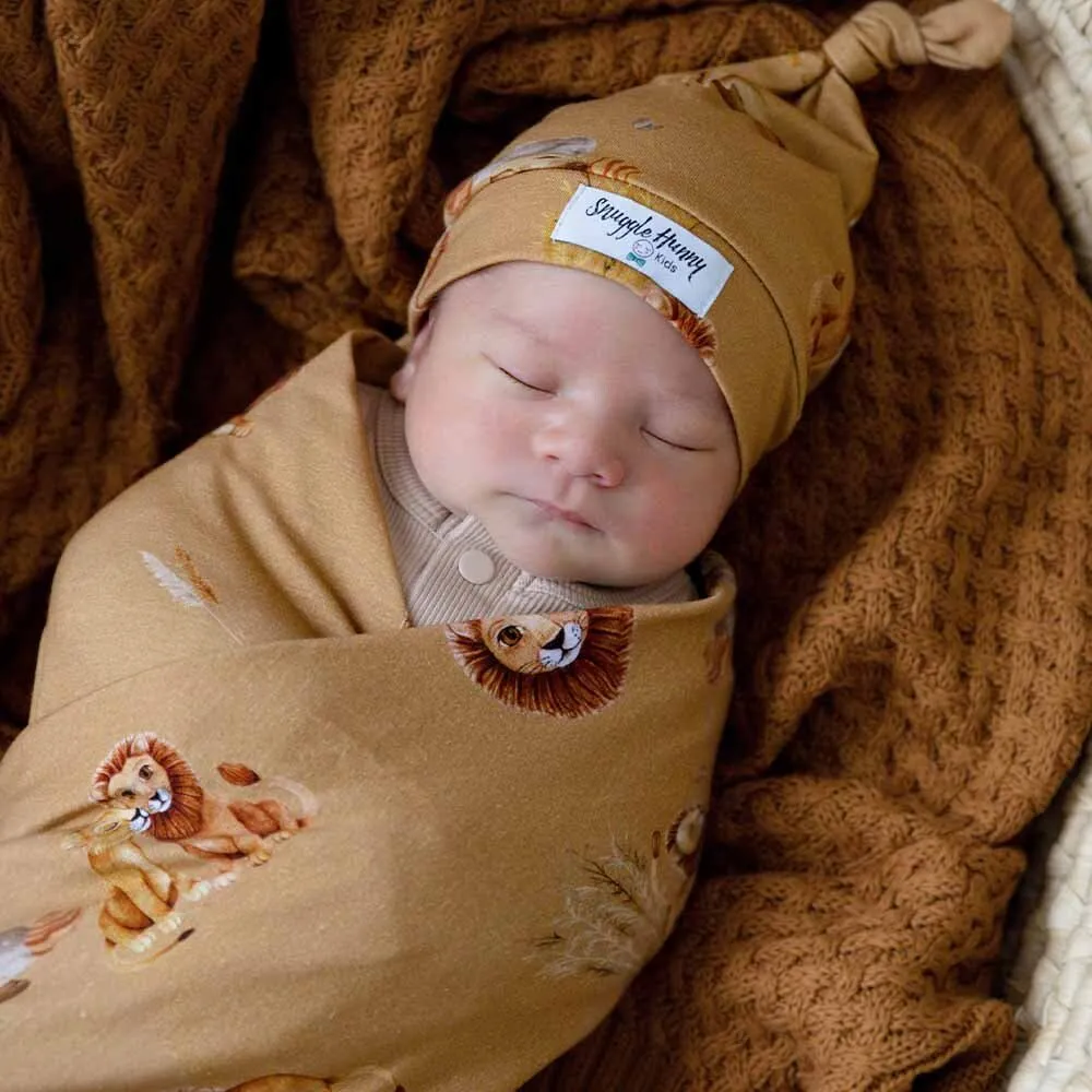 Snuggle Hunny Baby Jersey Wrap & Beanie Set - Roar