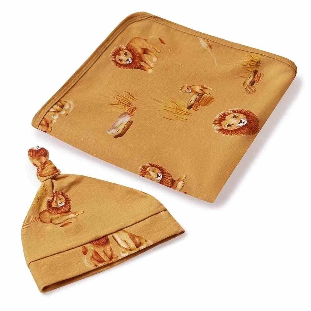 Snuggle Hunny Baby Jersey Wrap & Beanie Set - Roar