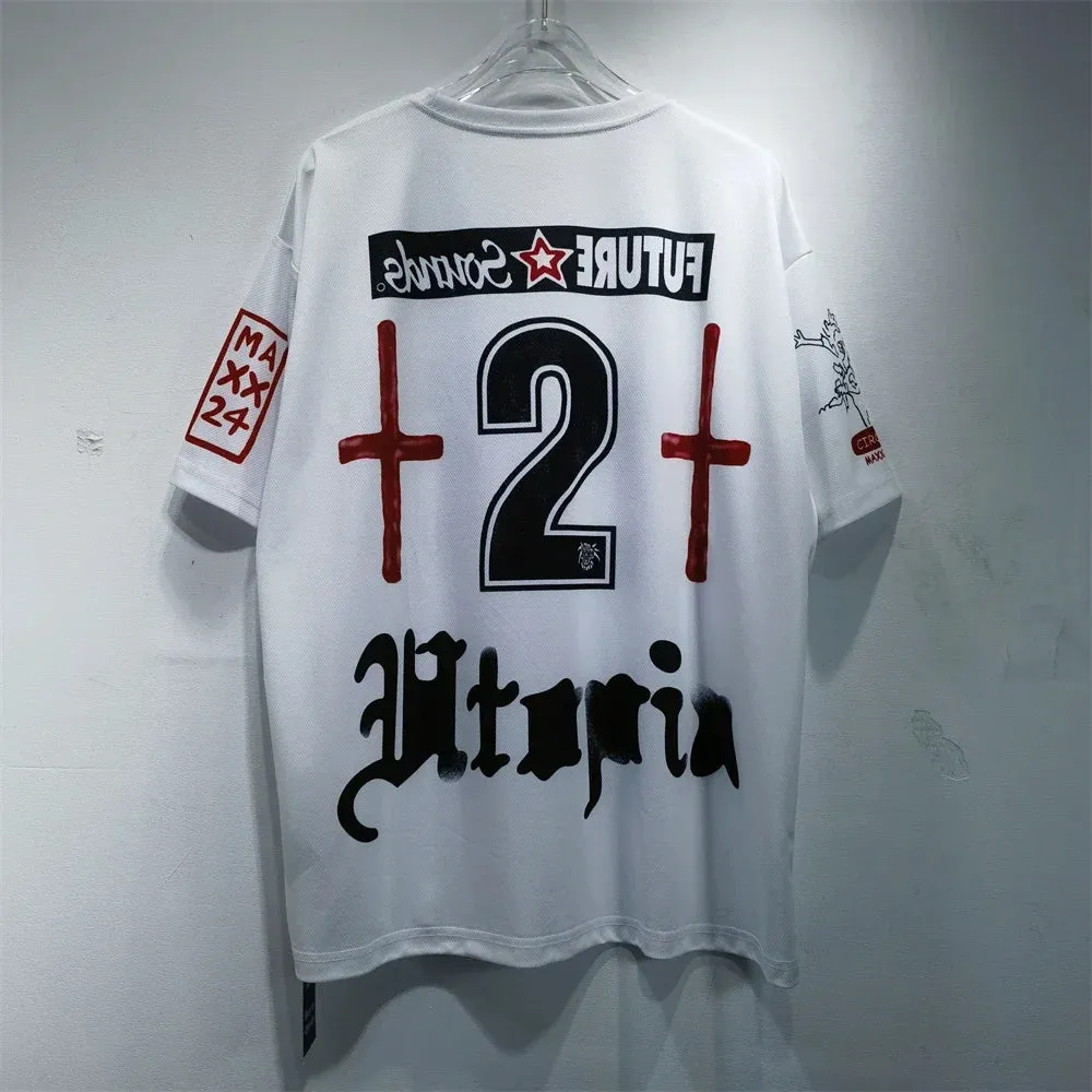 Soccer Jerseys Cactus Jack T-shirt Men Streetwear Loose Breathable Tops Classic Utopia Tour Short Sleeves