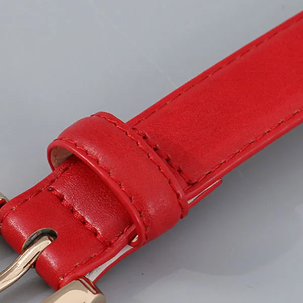Solid Color Women PU Belt with Single Prong Buckle