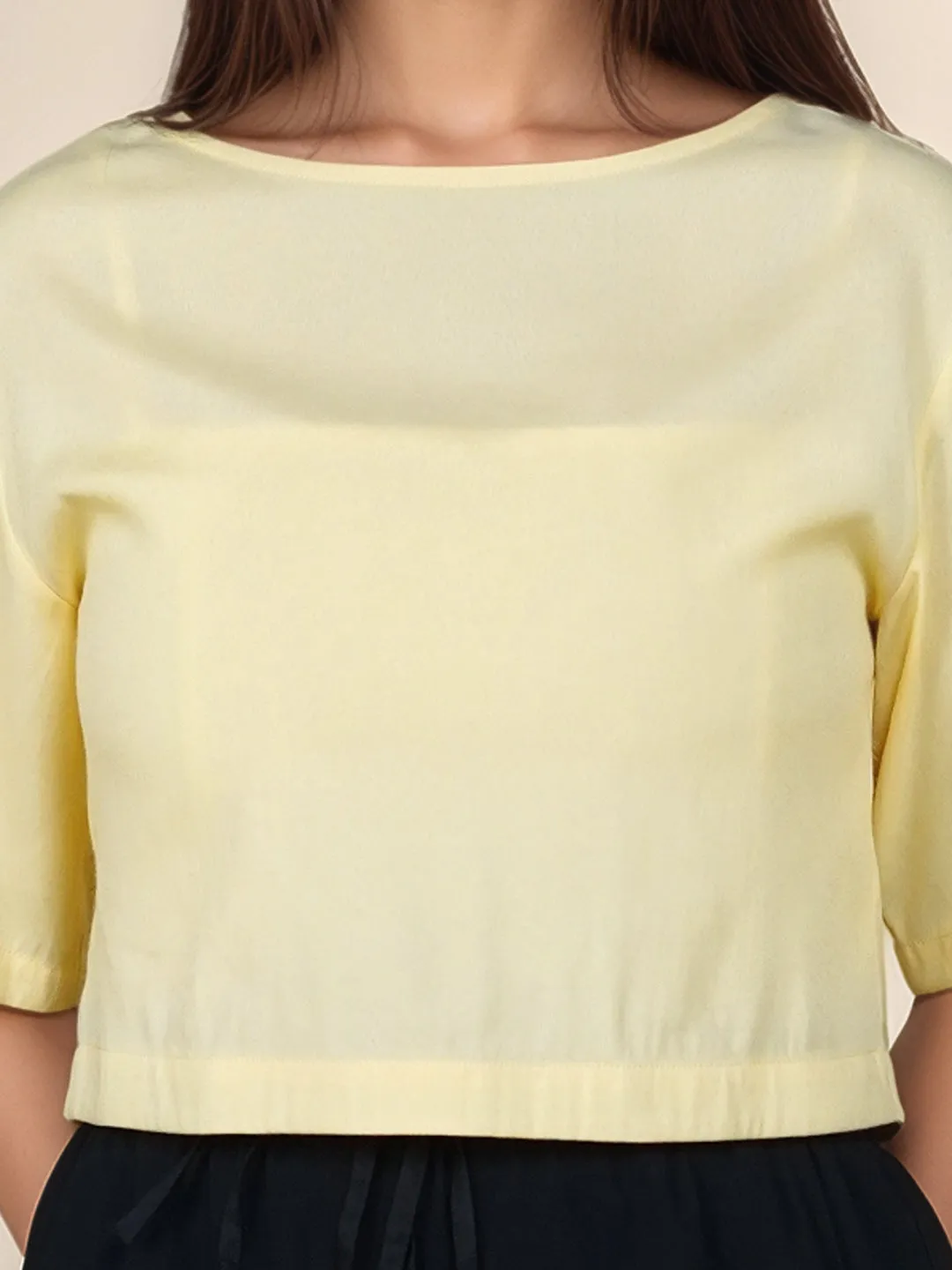 Solid Round Neck Crop Top