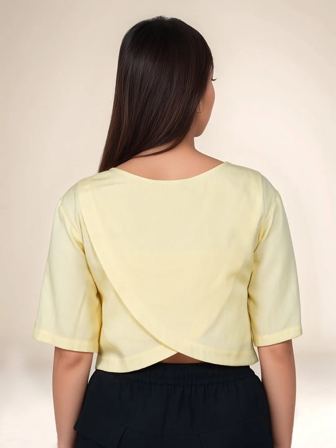 Solid Round Neck Crop Top