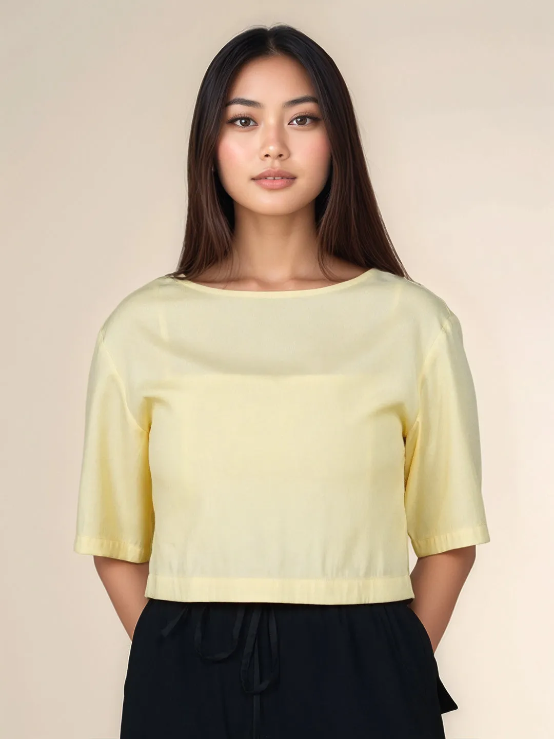 Solid Round Neck Crop Top