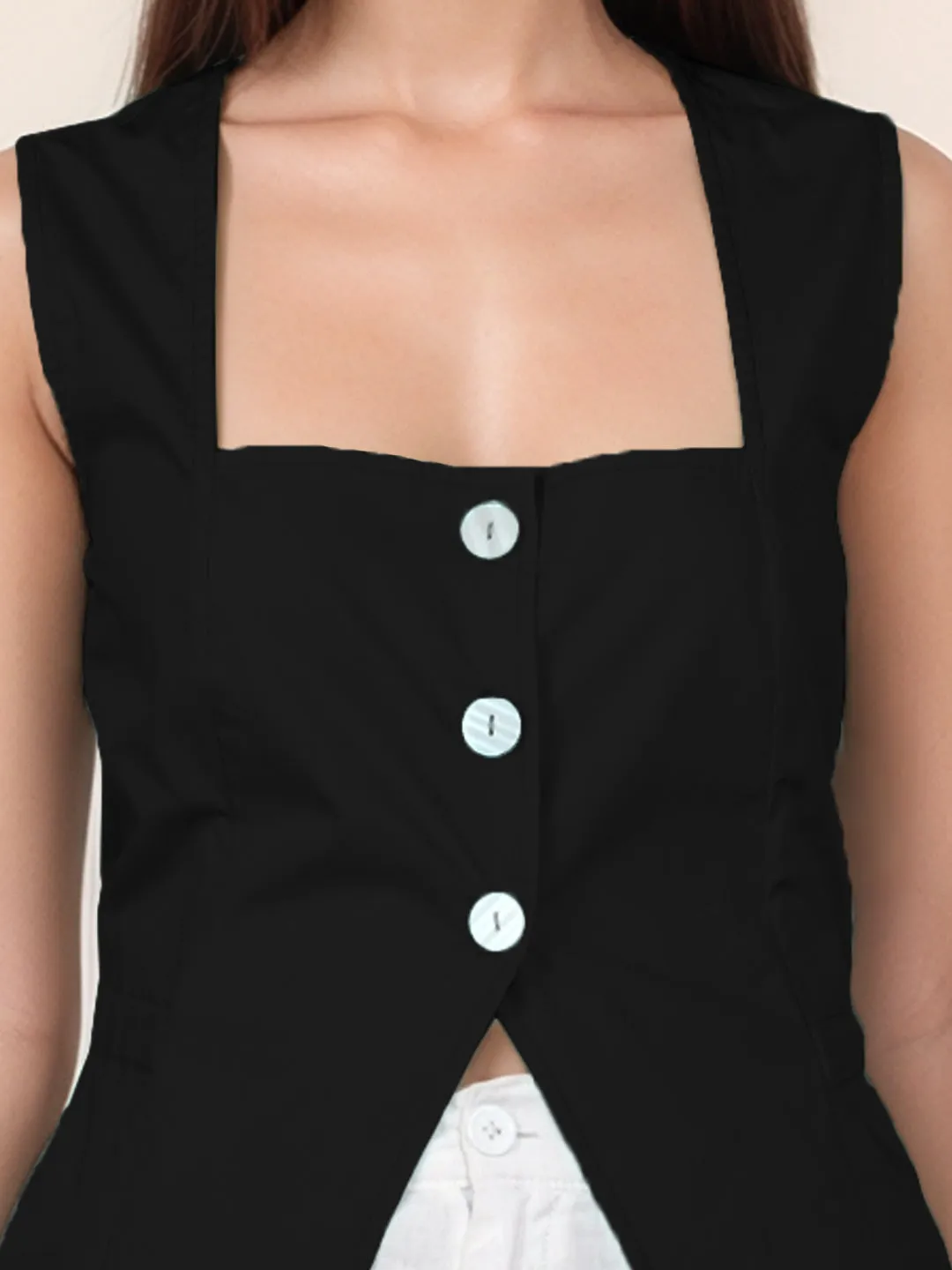Solid Square Neck Top