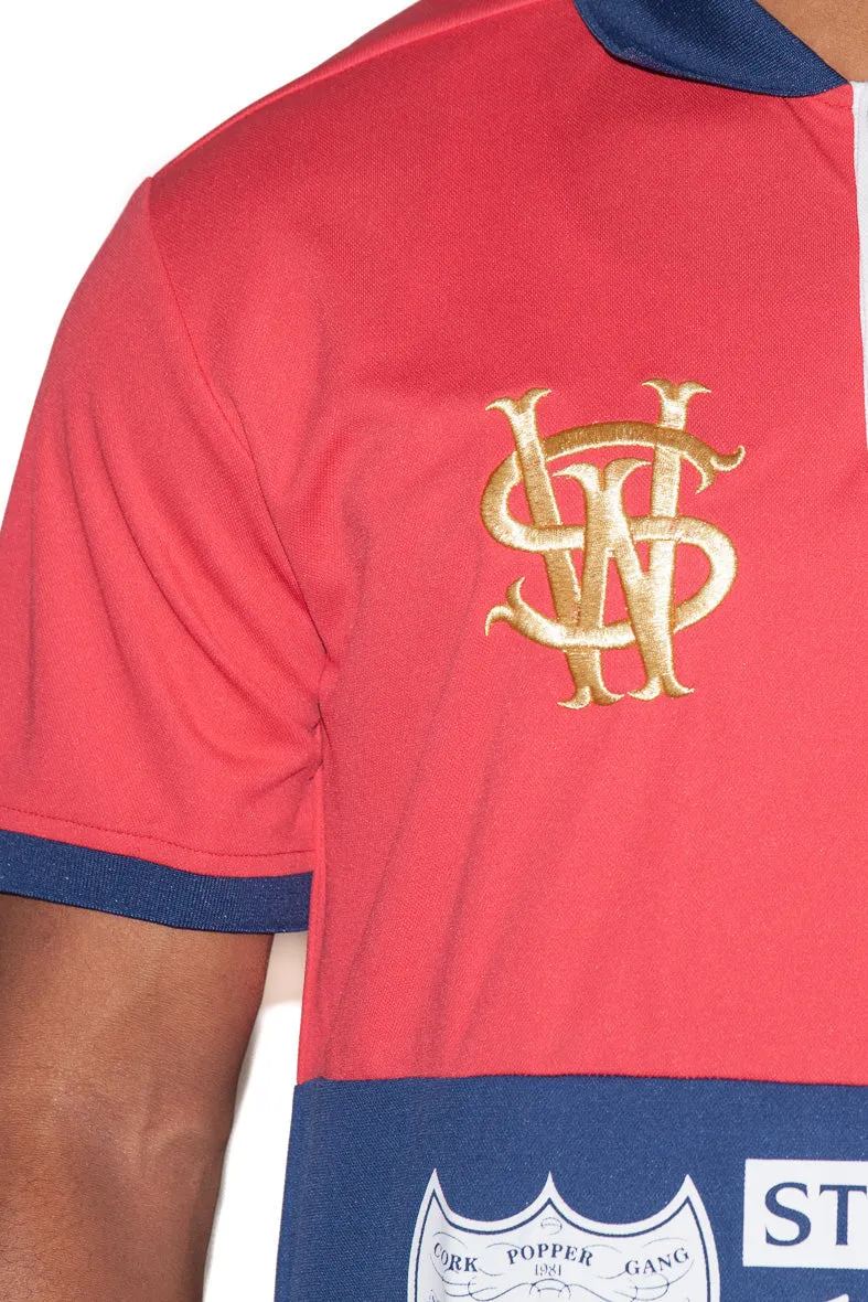 Stay Winning Red/Navy Soccer Polo Tee