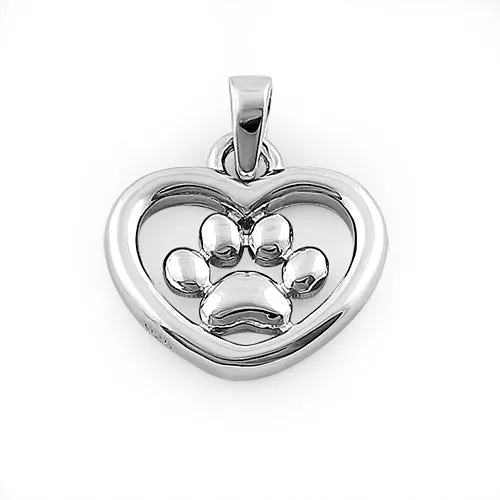 Sterling Silver Hear & Paw Pendant