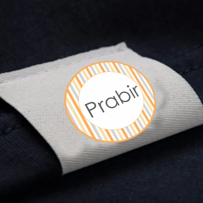 Stickon Labels For Clothes Set of 100 | Yellow Stripe - Round
