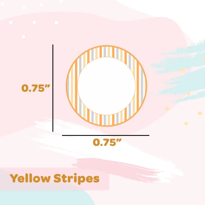 Stickon Labels For Clothes Set of 100 | Yellow Stripe - Round