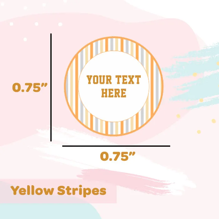 Stickon Labels For Clothes Set of 100 | Yellow Stripe - Round