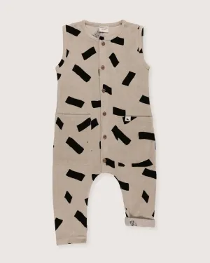 Stone Confetti Print Velour Jumpsuit