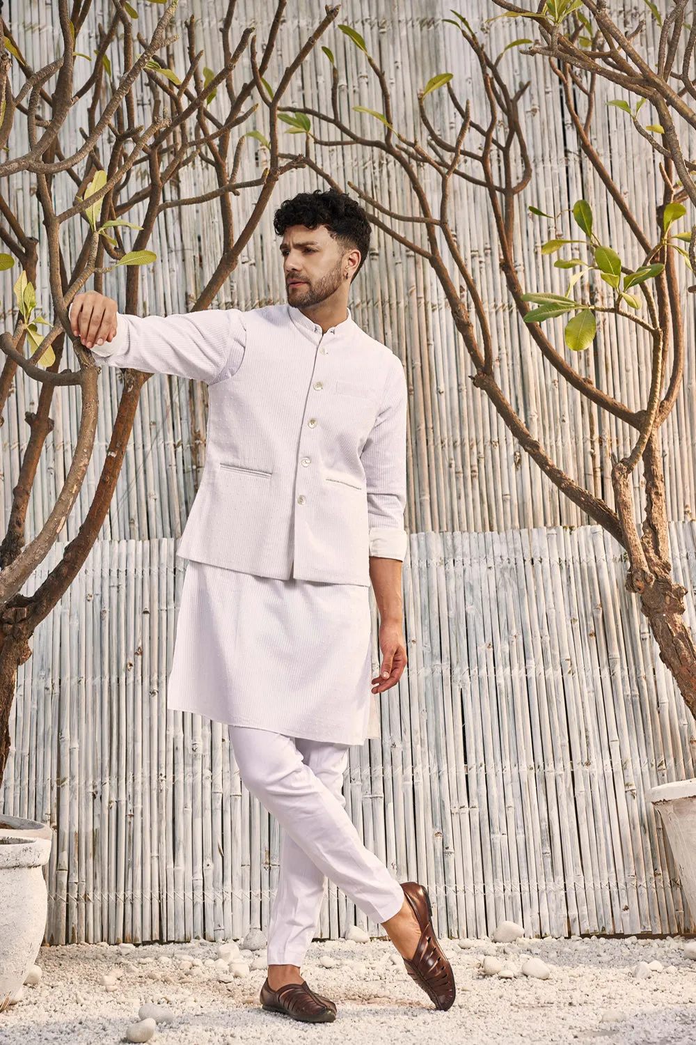 Straight Kurta With Jacket & Pant - Set Of 3