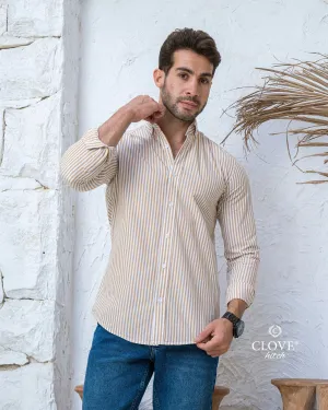 Striped Basic Shirt - Beige