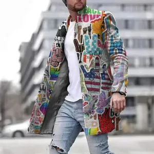 Stylish Maximo Men's Graphic Long Coat