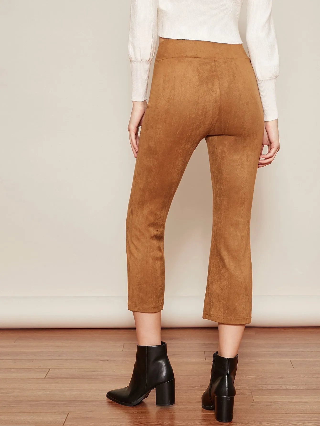 Suede Flare Leg Capri Pants(SI)