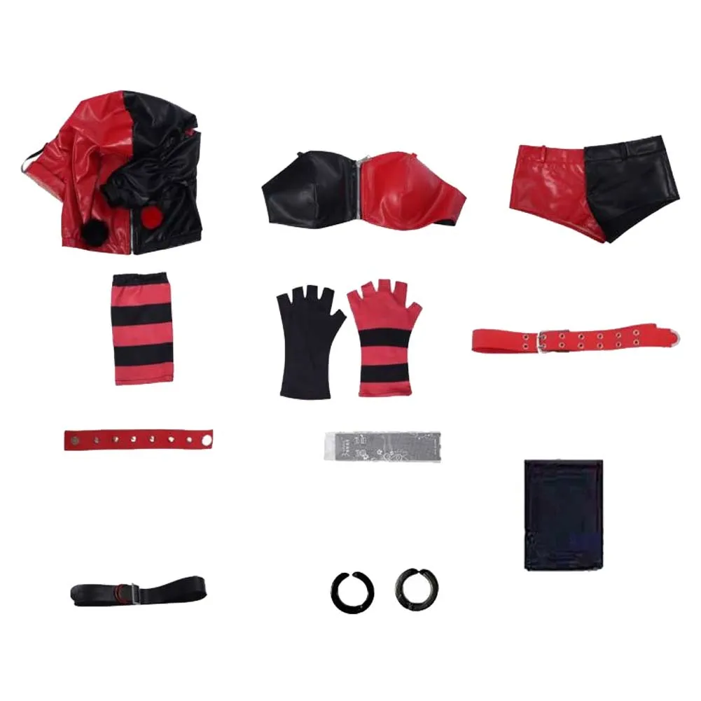 Suicide Squad Isekai 2024 TV Harley Quinn Red Black Patchwork Set Cosplay Costume Outfits